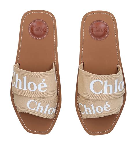 chloe woody logo sandals|chloe woody sandal blushy beige.